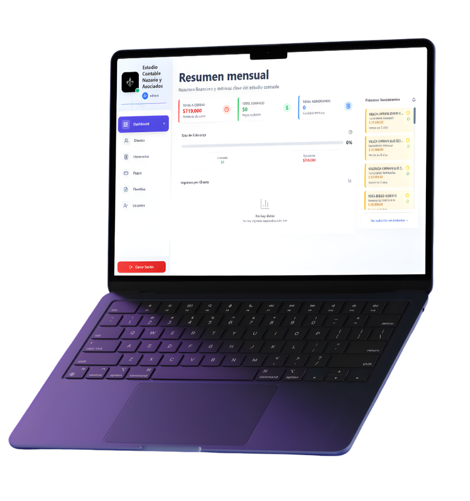 Glorify — Sistema de gestión en laptop